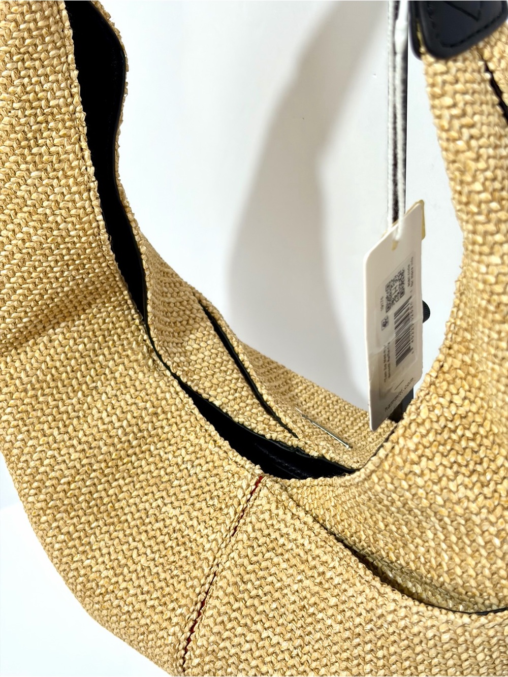 Hammitt Tom Zip Medium Hobo Shoulder Bag In Noir Smooth Raffia/Gunmetal/NWT - Picture 10 of 14